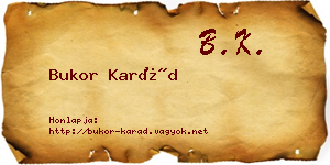 Bukor Karád névjegykártya